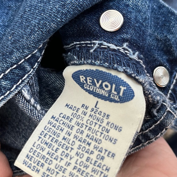 Vintage 90s revolt denim blue short overalls - Picture 3 of 5